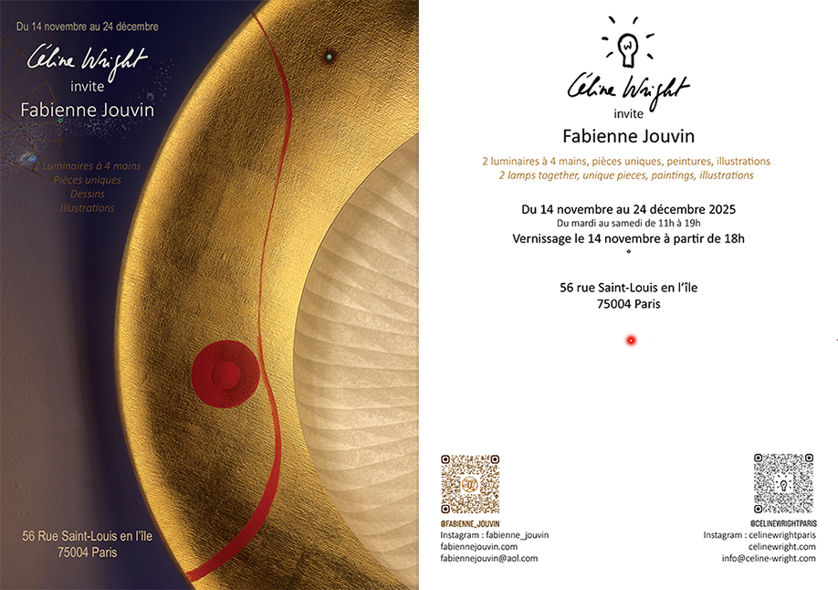 Lampes à 4 mains, peintures, dessins chez Céline Wright. Paris