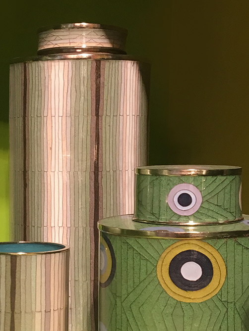 Cloisonnés GREY STRIPES et GREEN CIRCLES